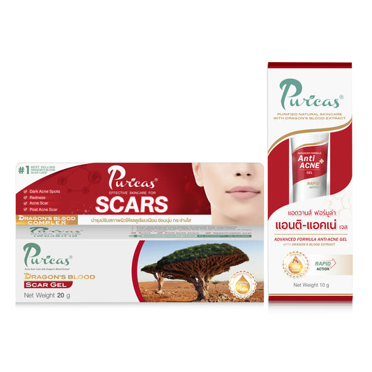 Duo set PURICAS Scar Gel 20g +Anti-Acne Gel 10g.