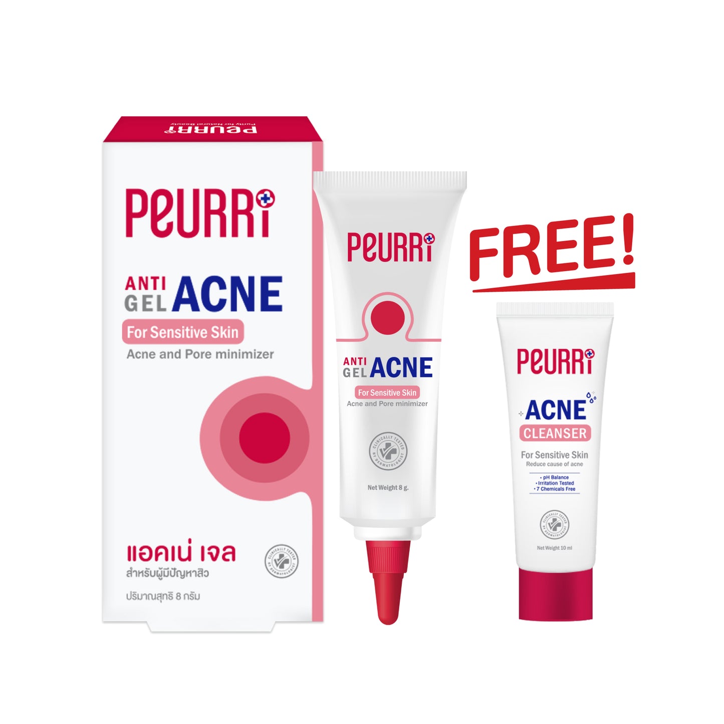 PEURRI Acne gel 8g. Free Cleanser 10ml